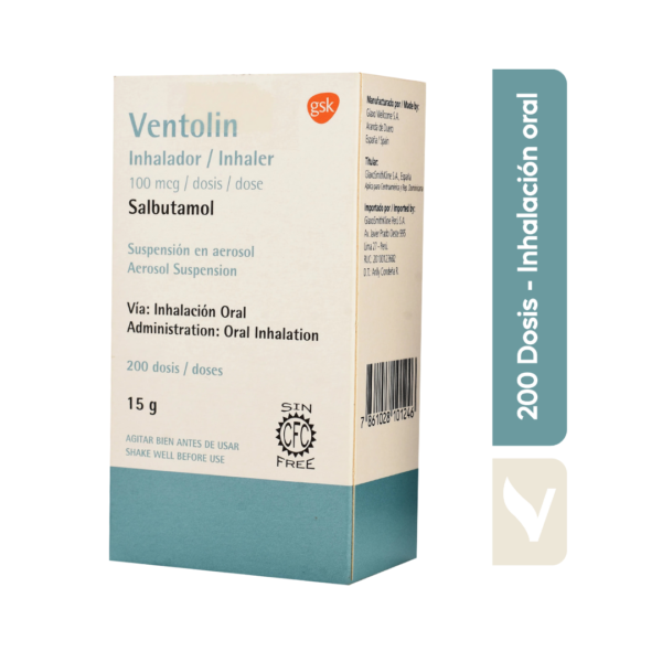 VENTOLIN INHALADOR 100MCG X 200 DOSIS