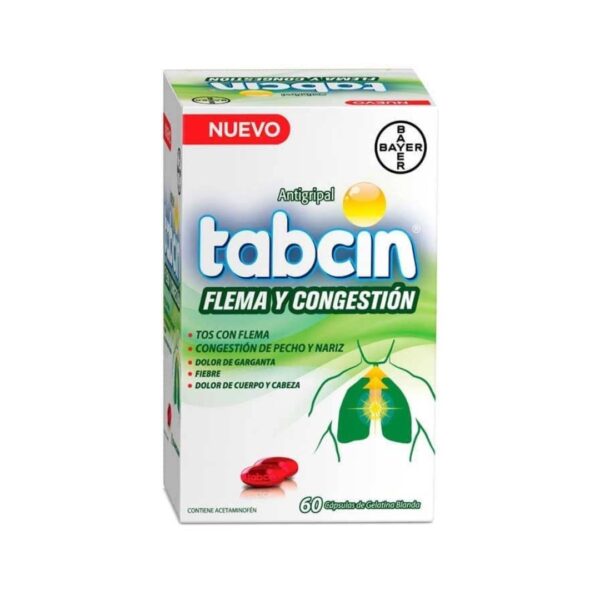 TABCIN FLEMA Y CONGESTION 60 Cápsulas de Gelatina Blanda - Mayoreo